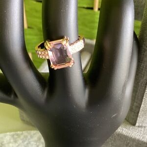 Elegant Pink Gemstone Ring with Gold Accents
